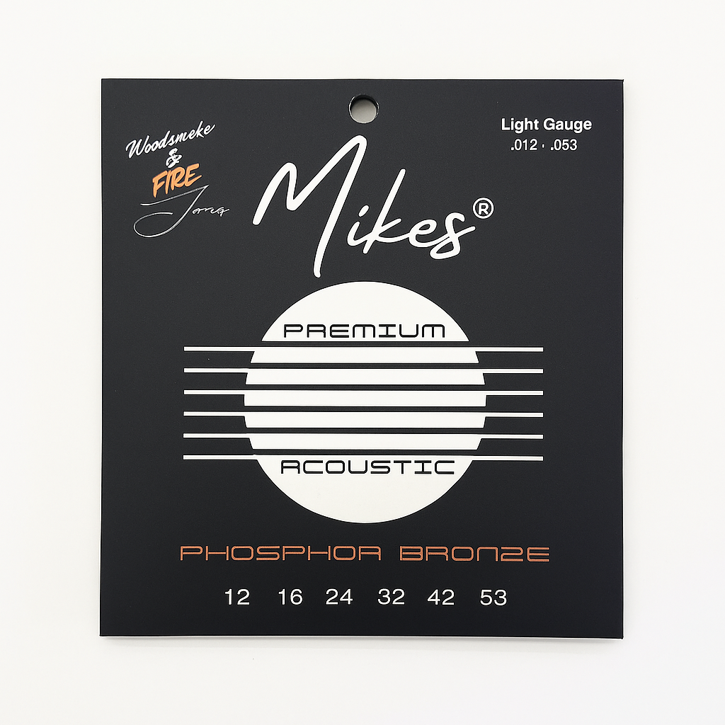 Mikes® Premium Acoustic Light Gauge Guitar Strings - Hexangular Steel Core - Phosphor Bronze - Copper Wound