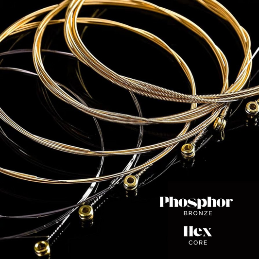 Mikes® Premium Acoustic Light Gauge Guitar Strings - Hexangular Steel Core - Phosphor Bronze - Copper Wound